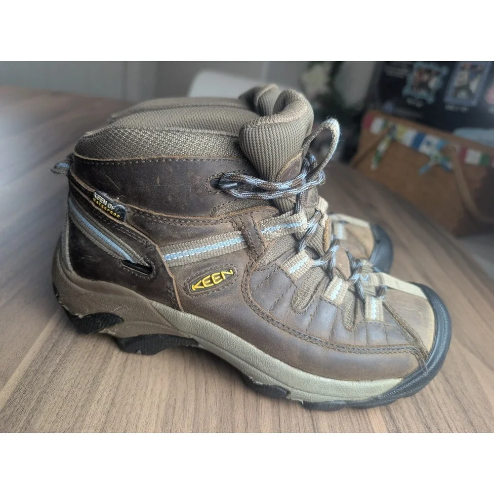 KEEN Targhee Mid Waterproof Women's Hiking Boots Brown Leather Trail Shoes  6.5